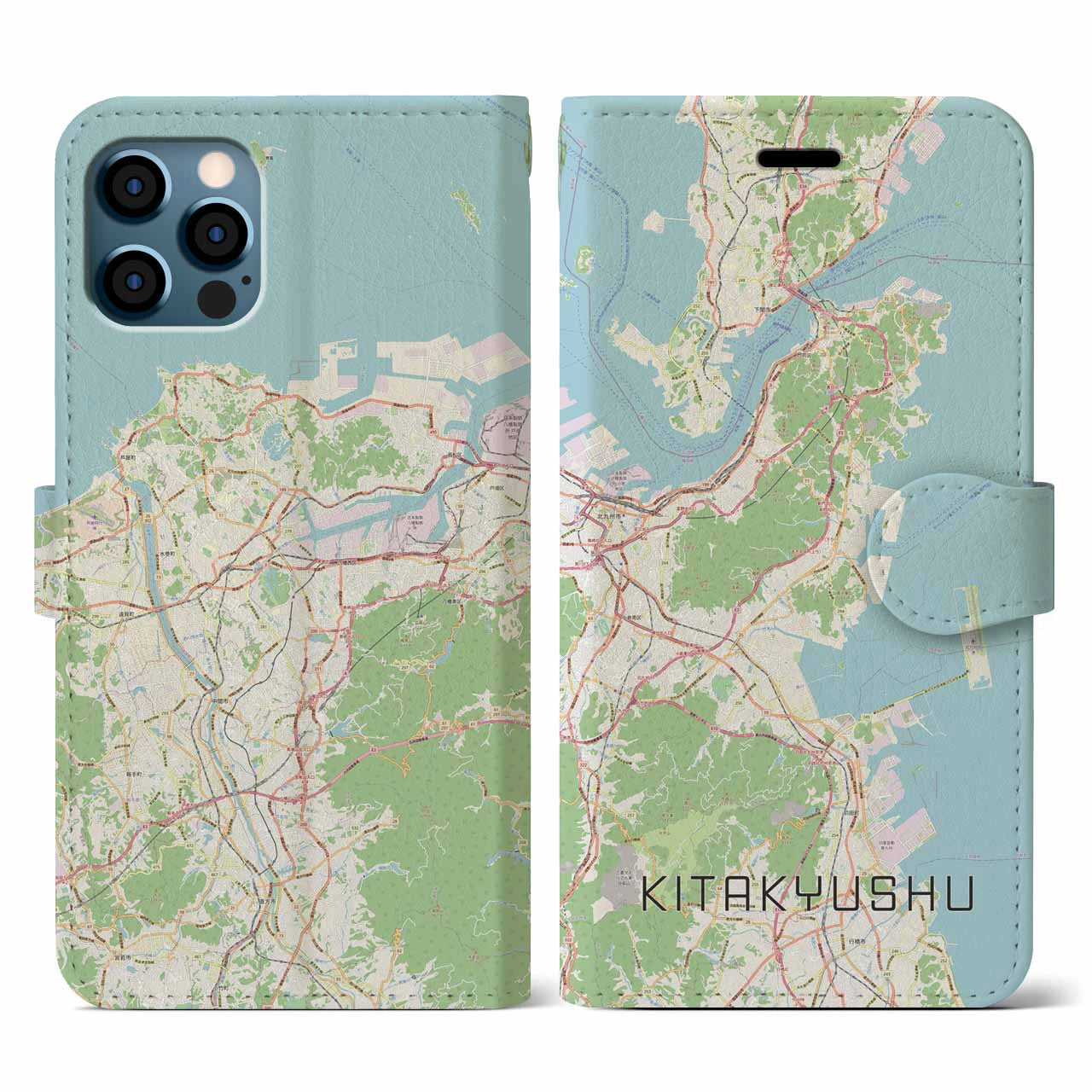 【北九州(福岡県)】地図柄iPhoneケース(手帳タイプ)