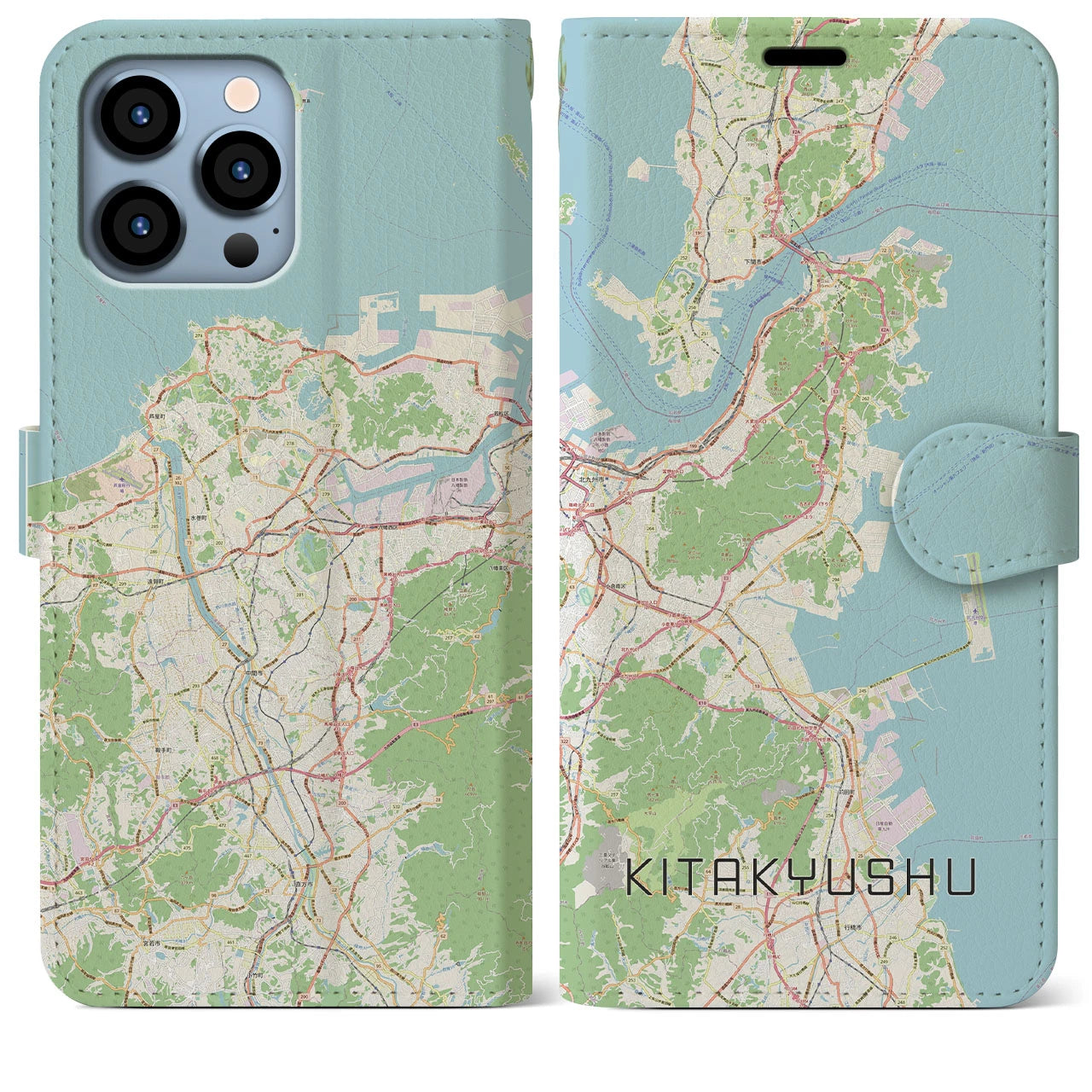 【北九州(福岡県)】地図柄iPhoneケース(手帳タイプ)