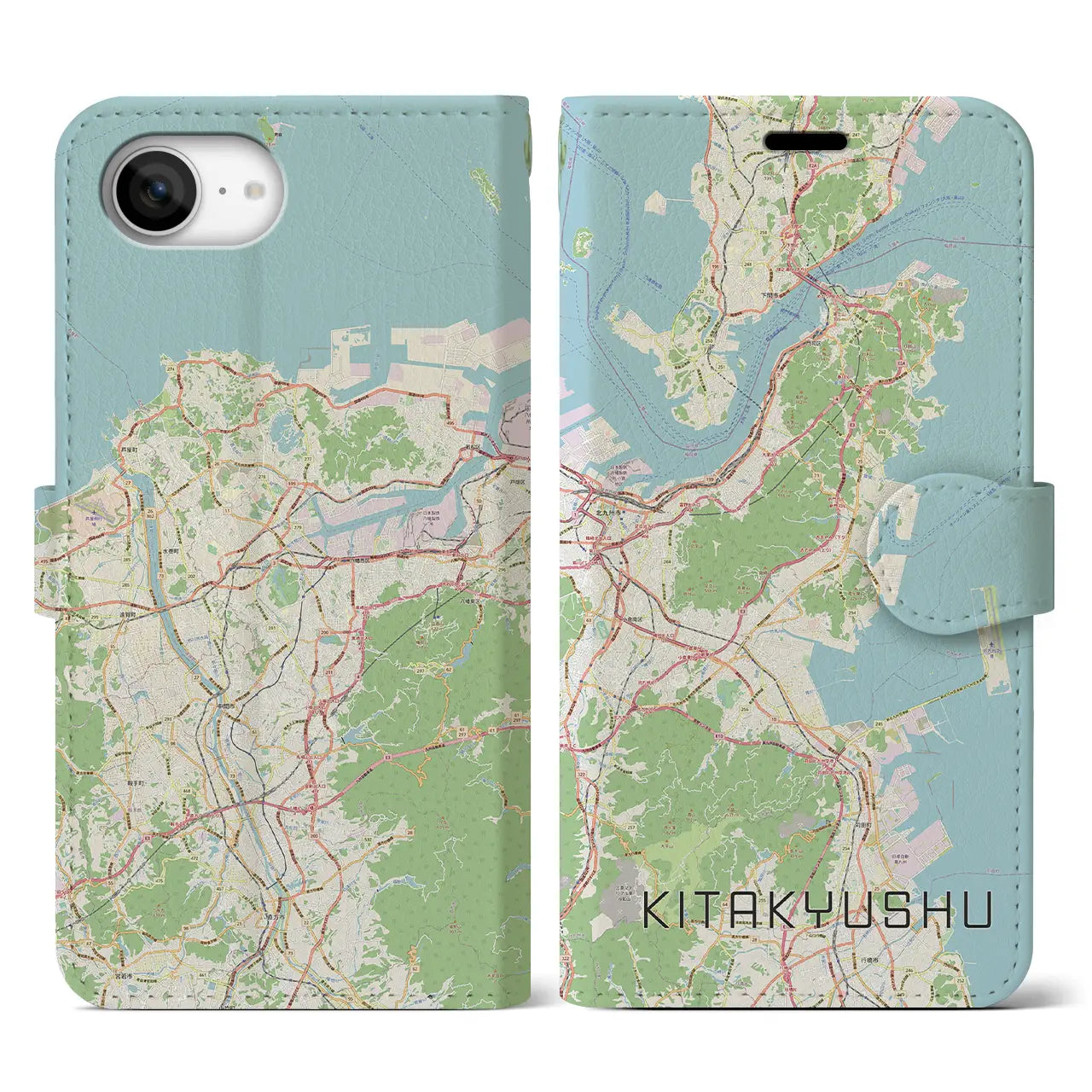 【北九州(福岡県)】地図柄iPhoneケース(手帳タイプ)