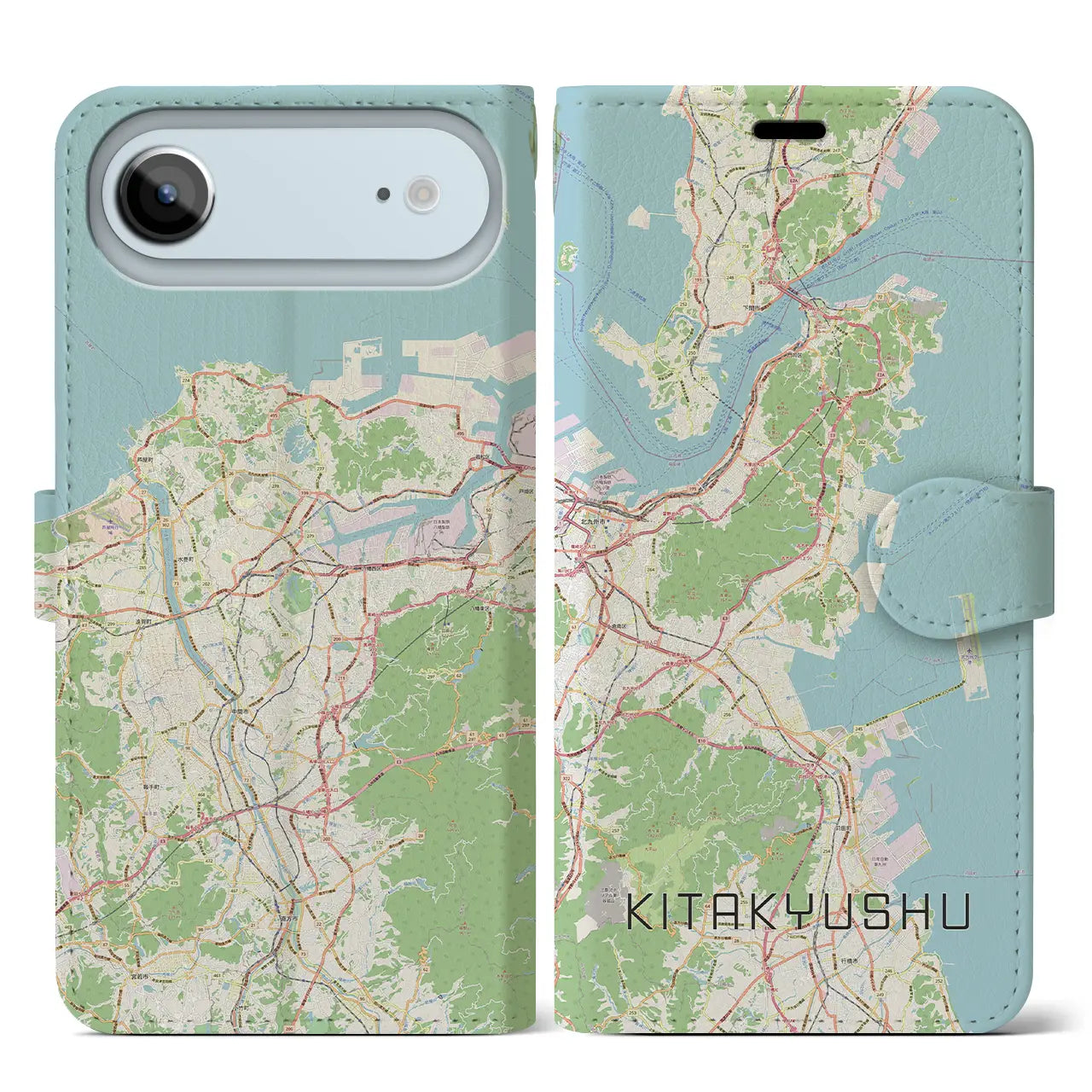 【北九州(福岡県)】地図柄iPhoneケース(手帳タイプ)
