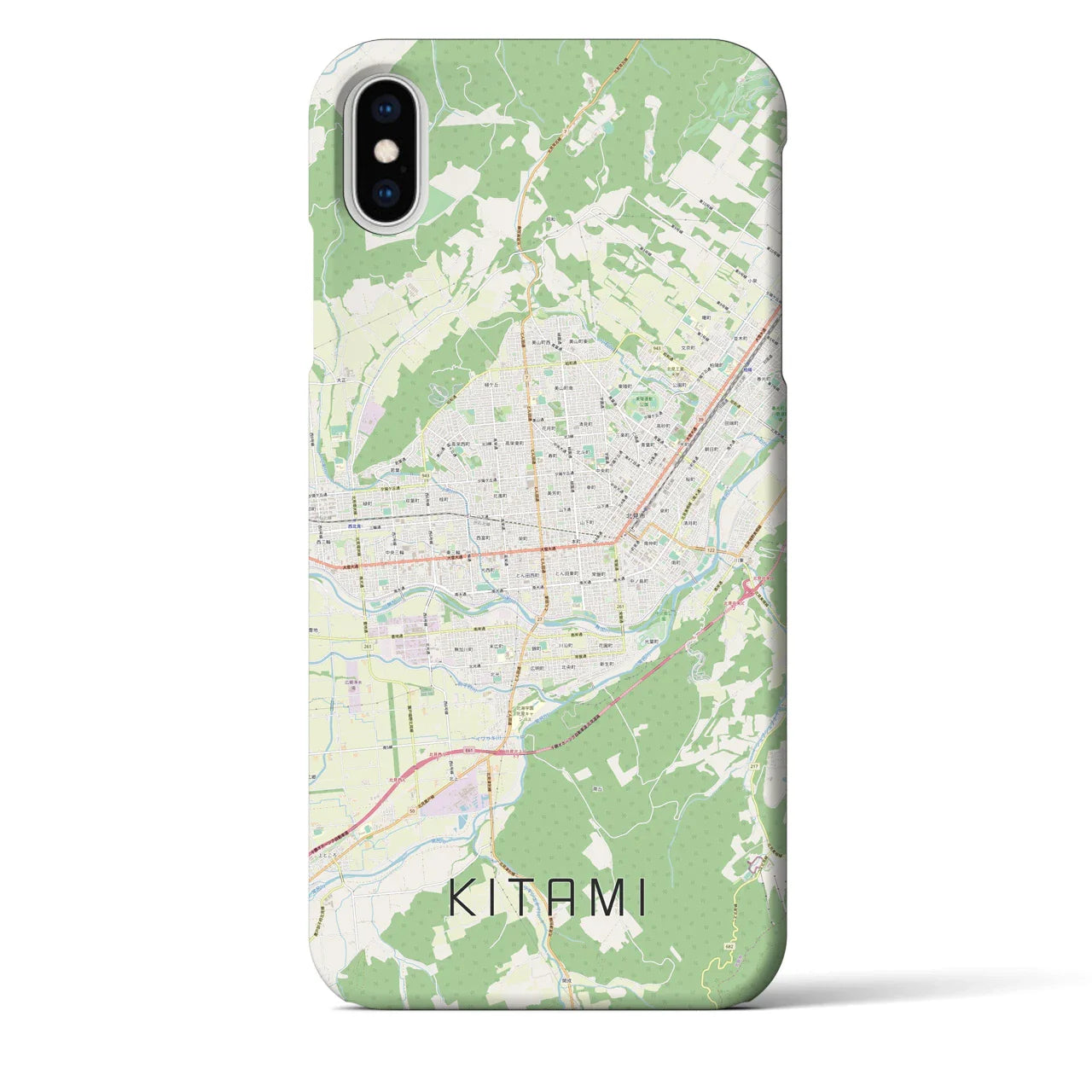 【北見(北海道)】地図柄iPhoneケース(バックカバータイプ)