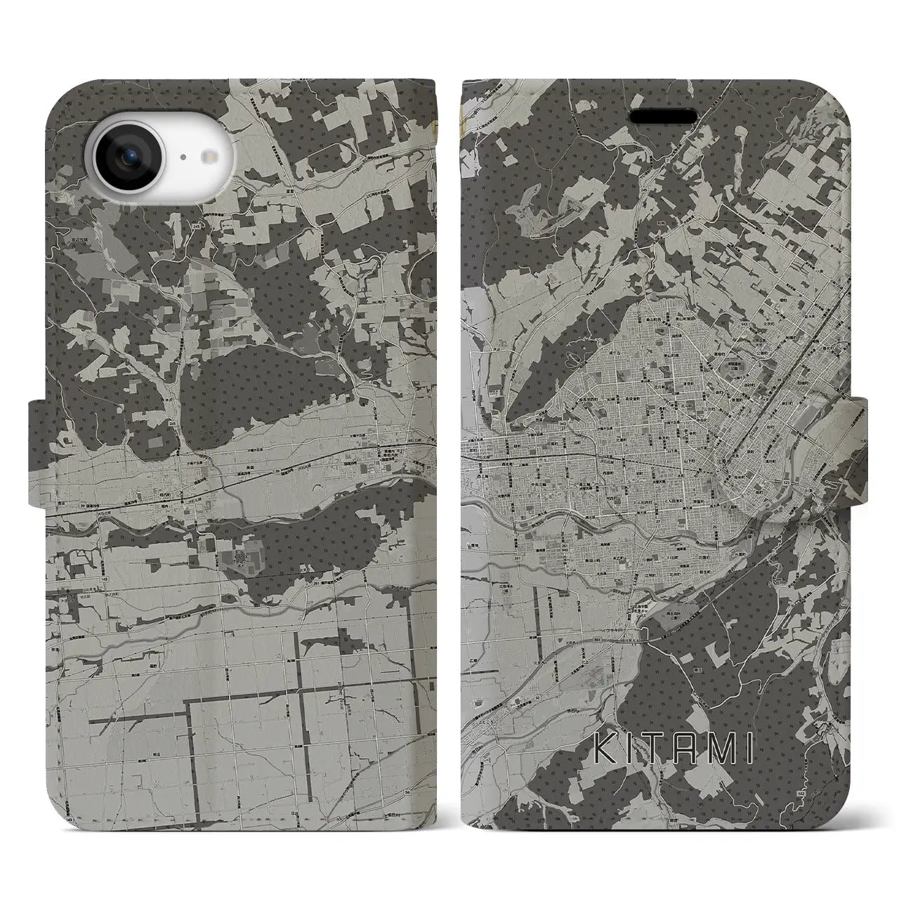 【北見(北海道)】地図柄iPhoneケース(手帳タイプ)