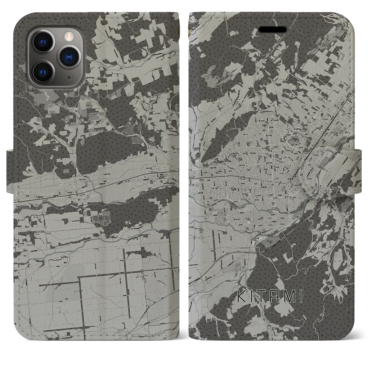 【北見(北海道)】地図柄iPhoneケース(手帳タイプ)