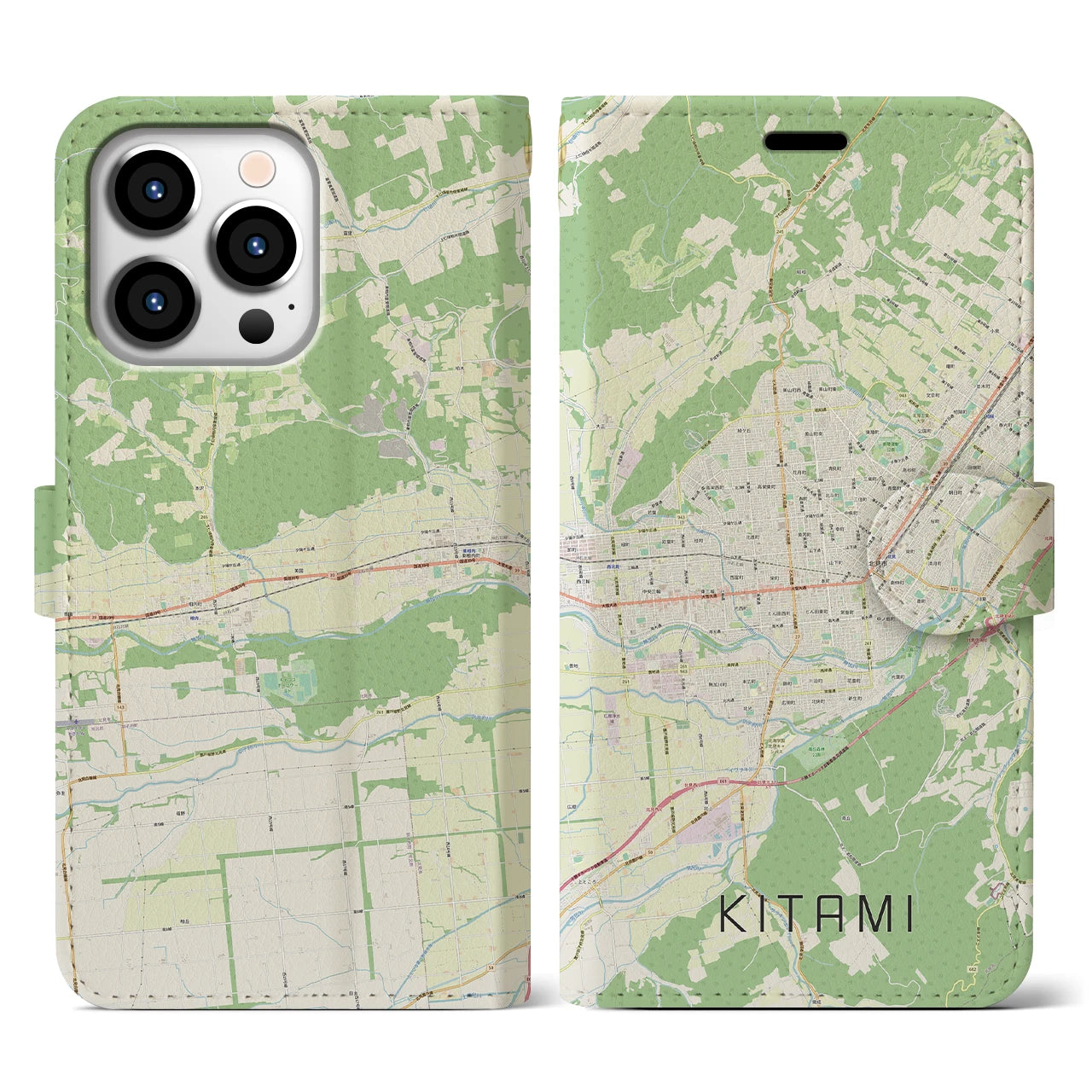 【北見(北海道)】地図柄iPhoneケース(手帳タイプ)
