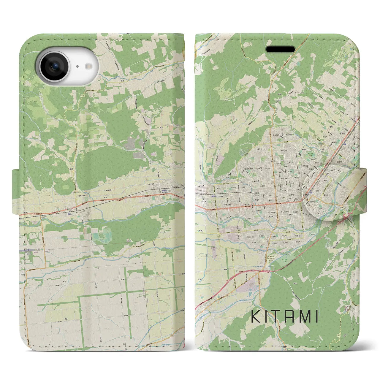 【北見(北海道)】地図柄iPhoneケース(手帳タイプ)