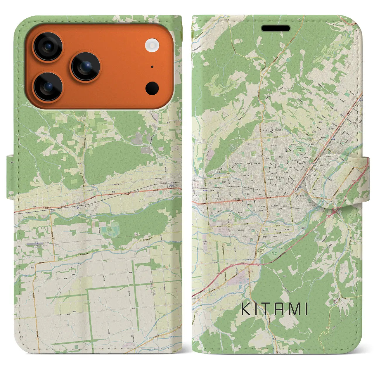 【北見(北海道)】地図柄iPhoneケース(手帳タイプ)