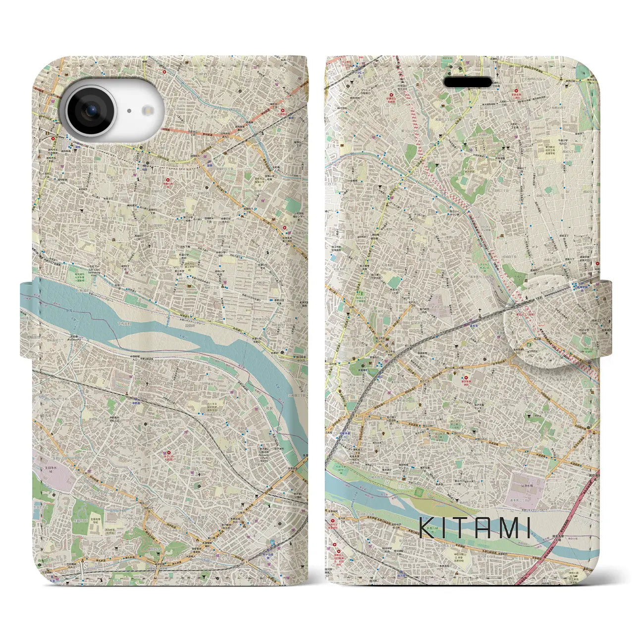 【喜多見(東京都)】地図柄iPhoneケース(手帳タイプ)