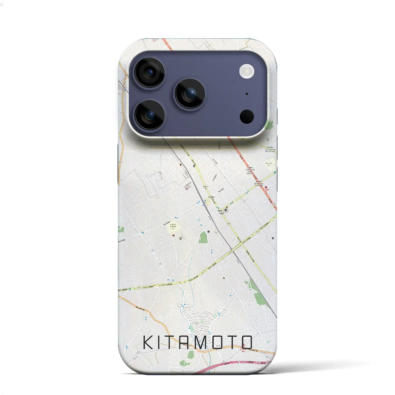【北本(埼玉県)】地図柄iPhoneケース(バックカバータイプ)ブラック・iPhone 17 Pro Max 用