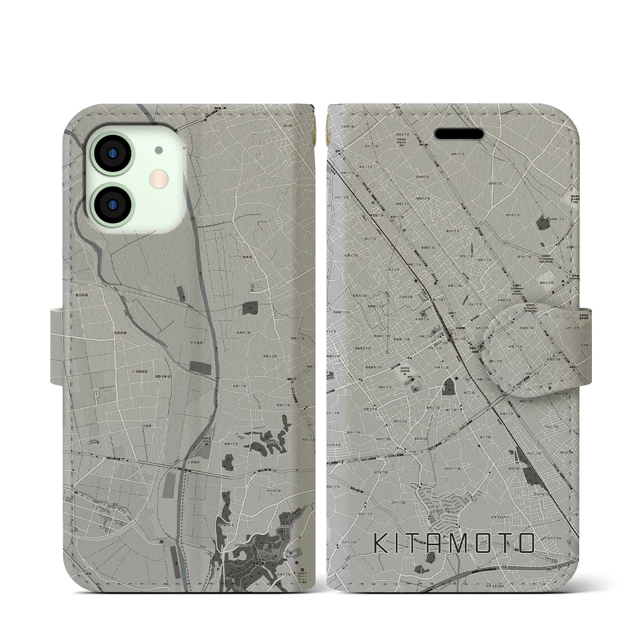 【北本(埼玉県)】地図柄iPhoneケース(手帳タイプ)