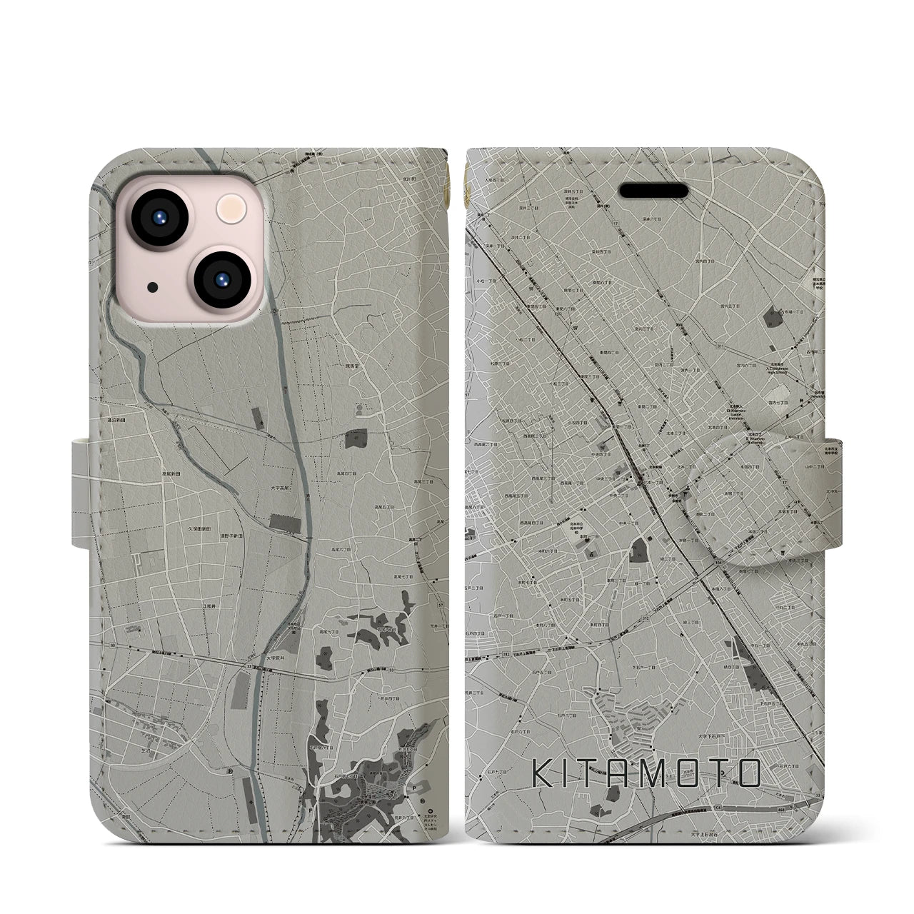 【北本(埼玉県)】地図柄iPhoneケース(手帳タイプ)