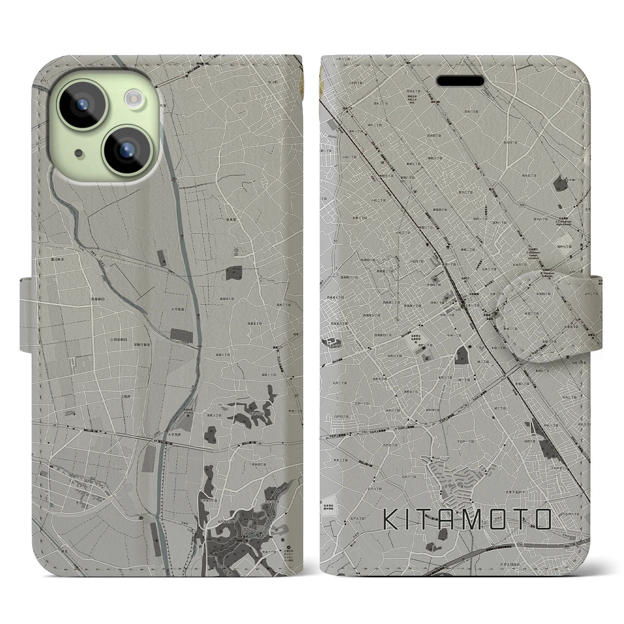 【北本(埼玉県)】地図柄iPhoneケース(手帳タイプ)