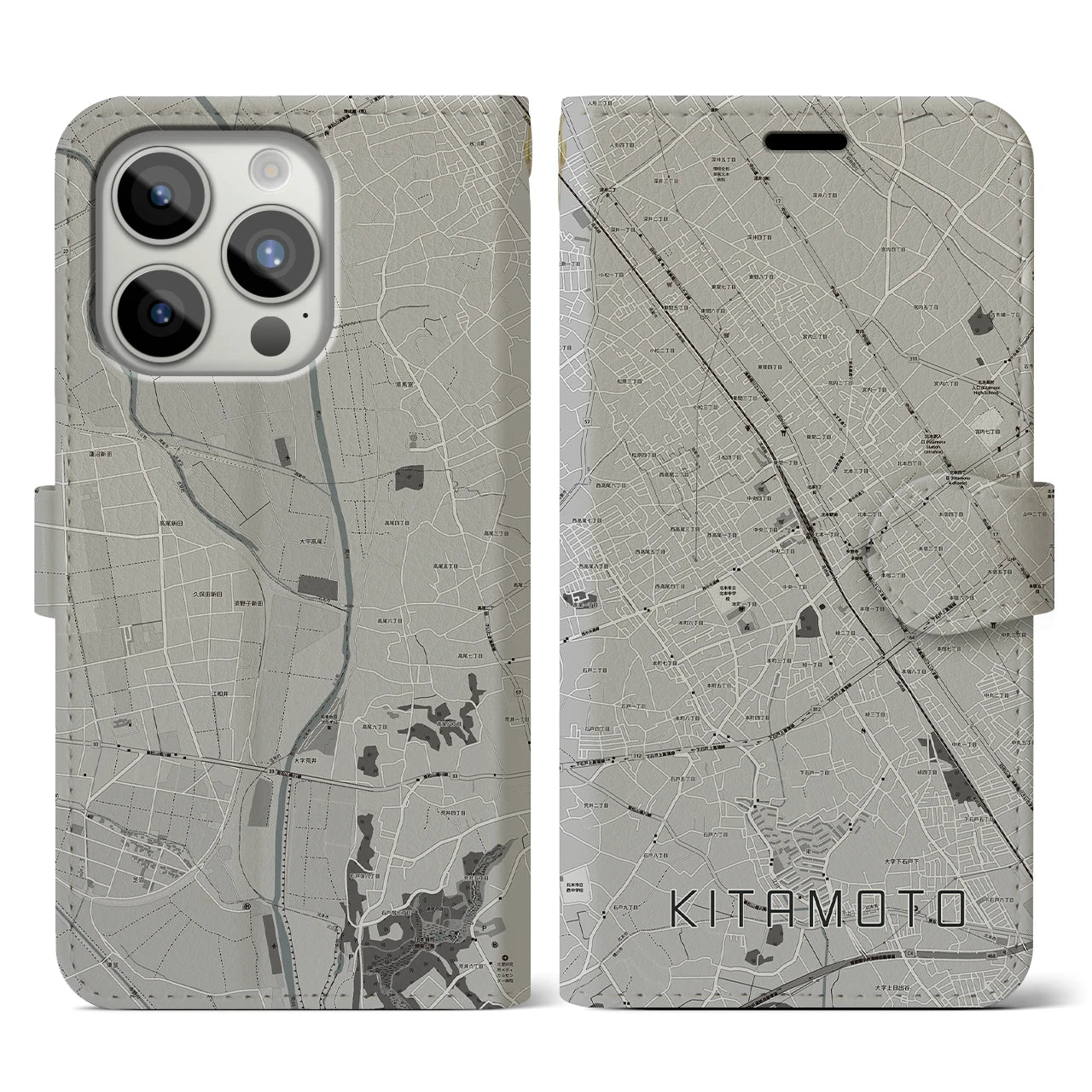 【北本(埼玉県)】地図柄iPhoneケース(手帳タイプ)