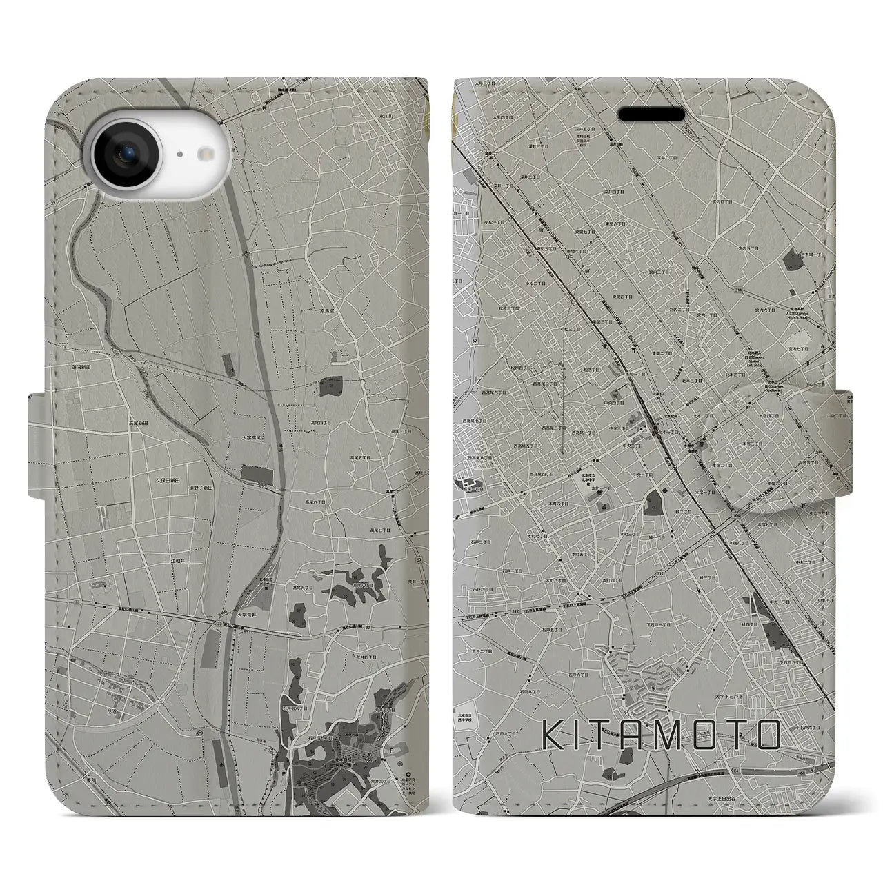 【北本(埼玉県)】地図柄iPhoneケース(手帳タイプ)