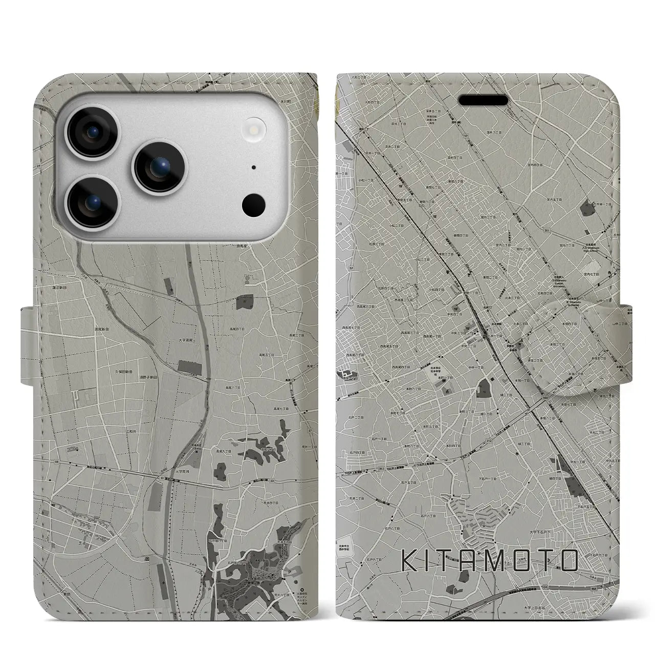 【北本(埼玉県)】地図柄iPhoneケース(手帳タイプ)