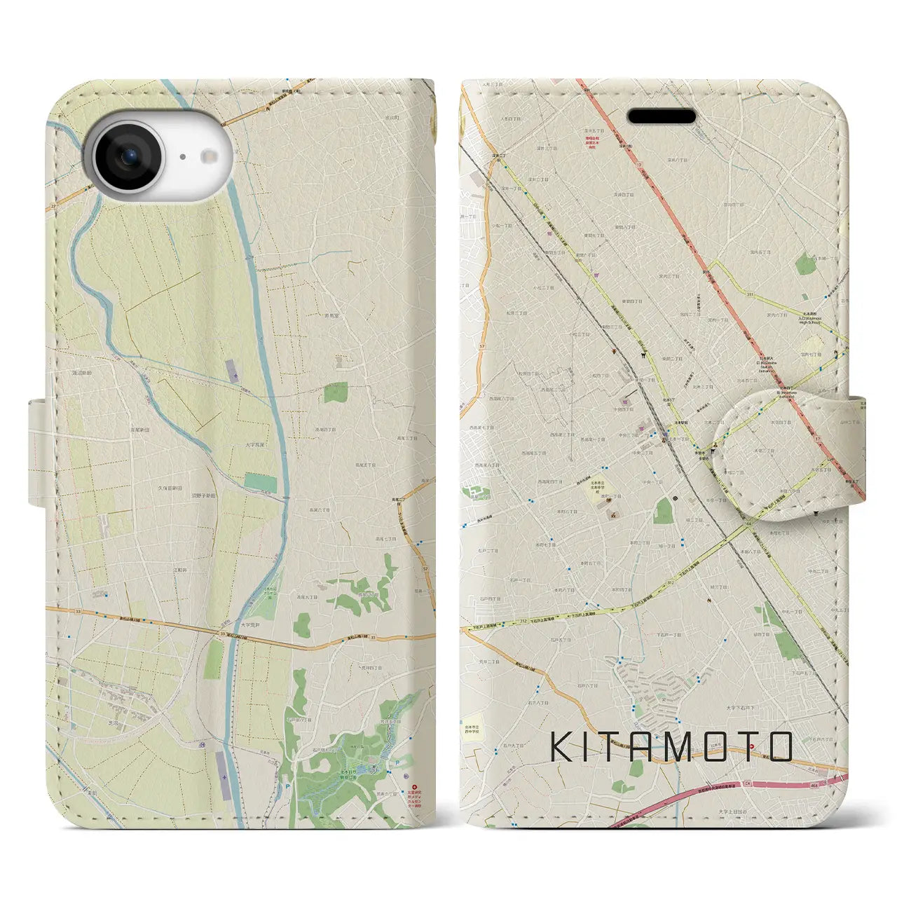 【北本(埼玉県)】地図柄iPhoneケース(手帳タイプ)