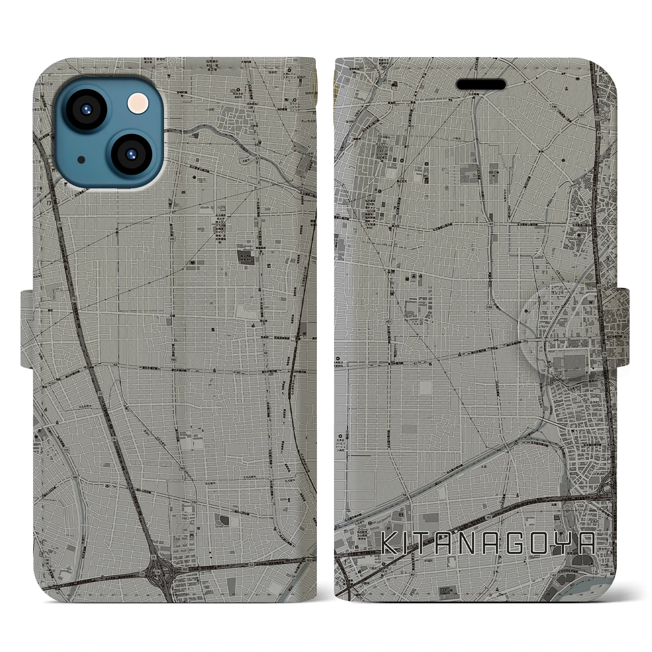 【北名古屋(愛知県)】地図柄iPhoneケース(手帳タイプ)