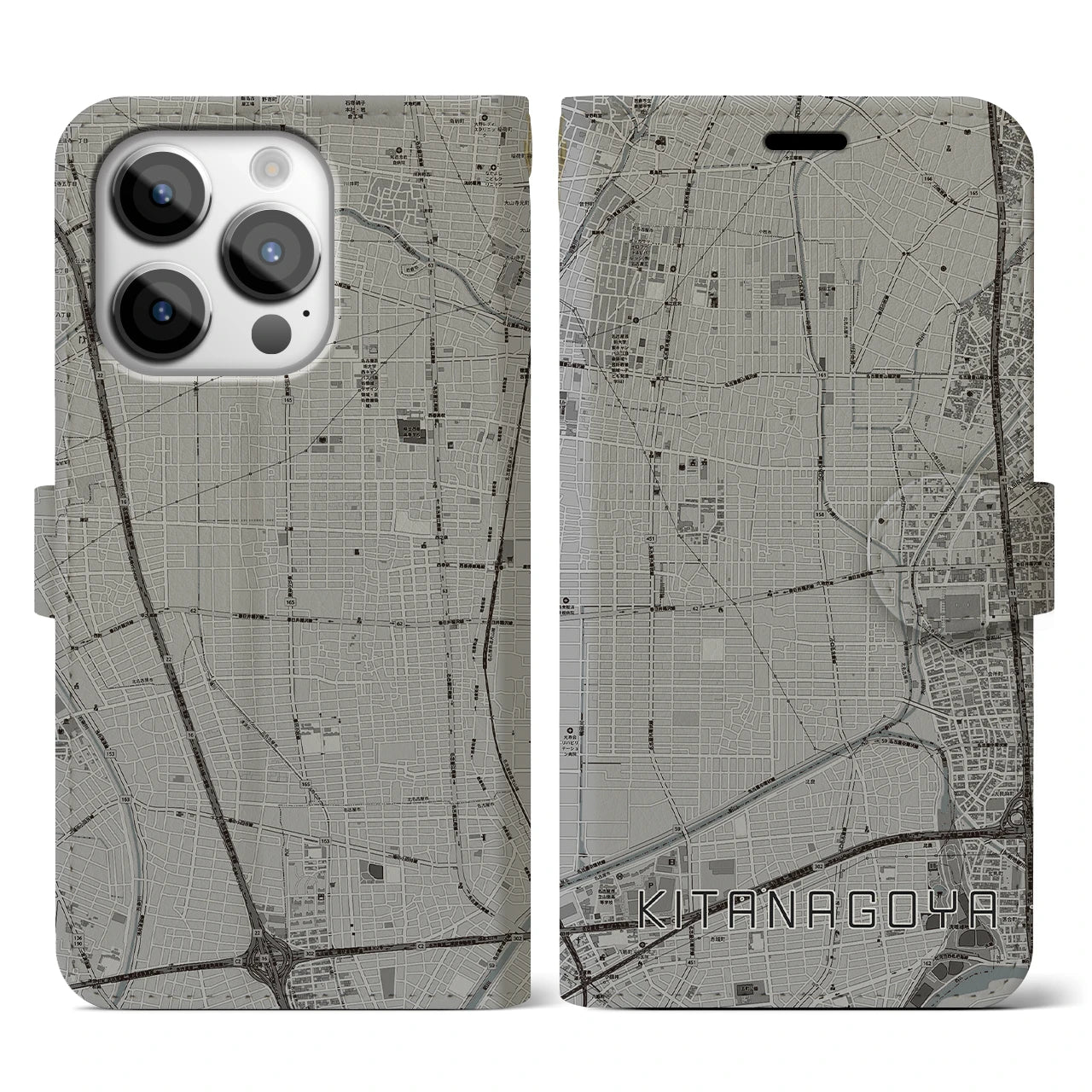 【北名古屋(愛知県)】地図柄iPhoneケース(手帳タイプ)