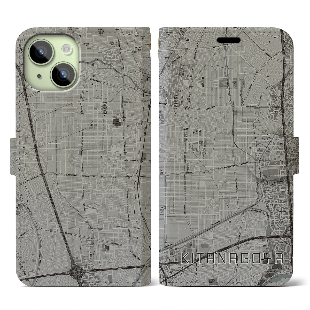 【北名古屋(愛知県)】地図柄iPhoneケース(手帳タイプ)