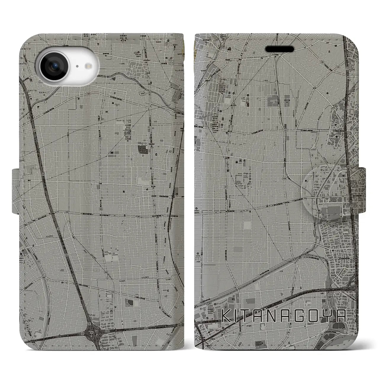 【北名古屋(愛知県)】地図柄iPhoneケース(手帳タイプ)