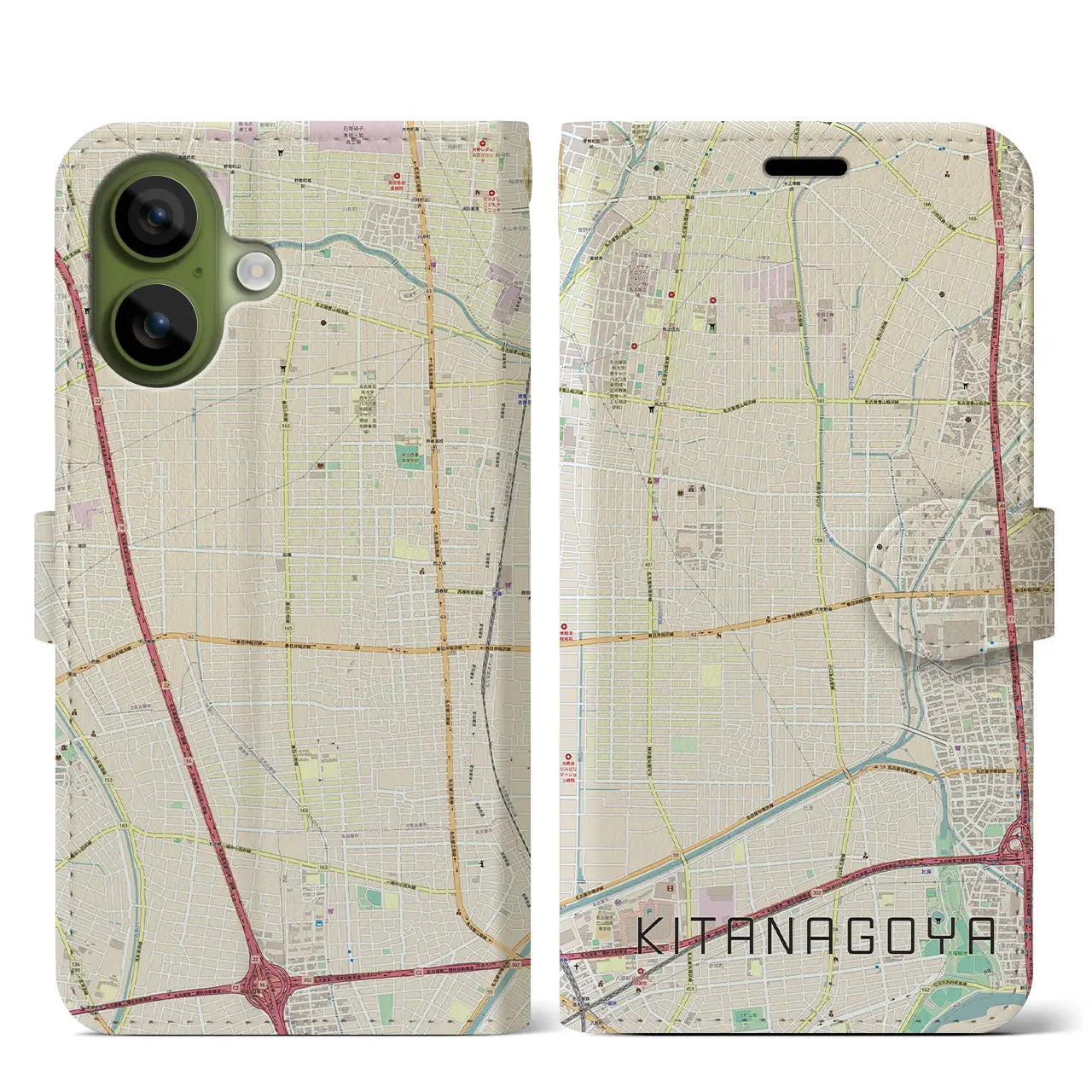 【北名古屋(愛知県)】地図柄iPhoneケース(手帳タイプ)