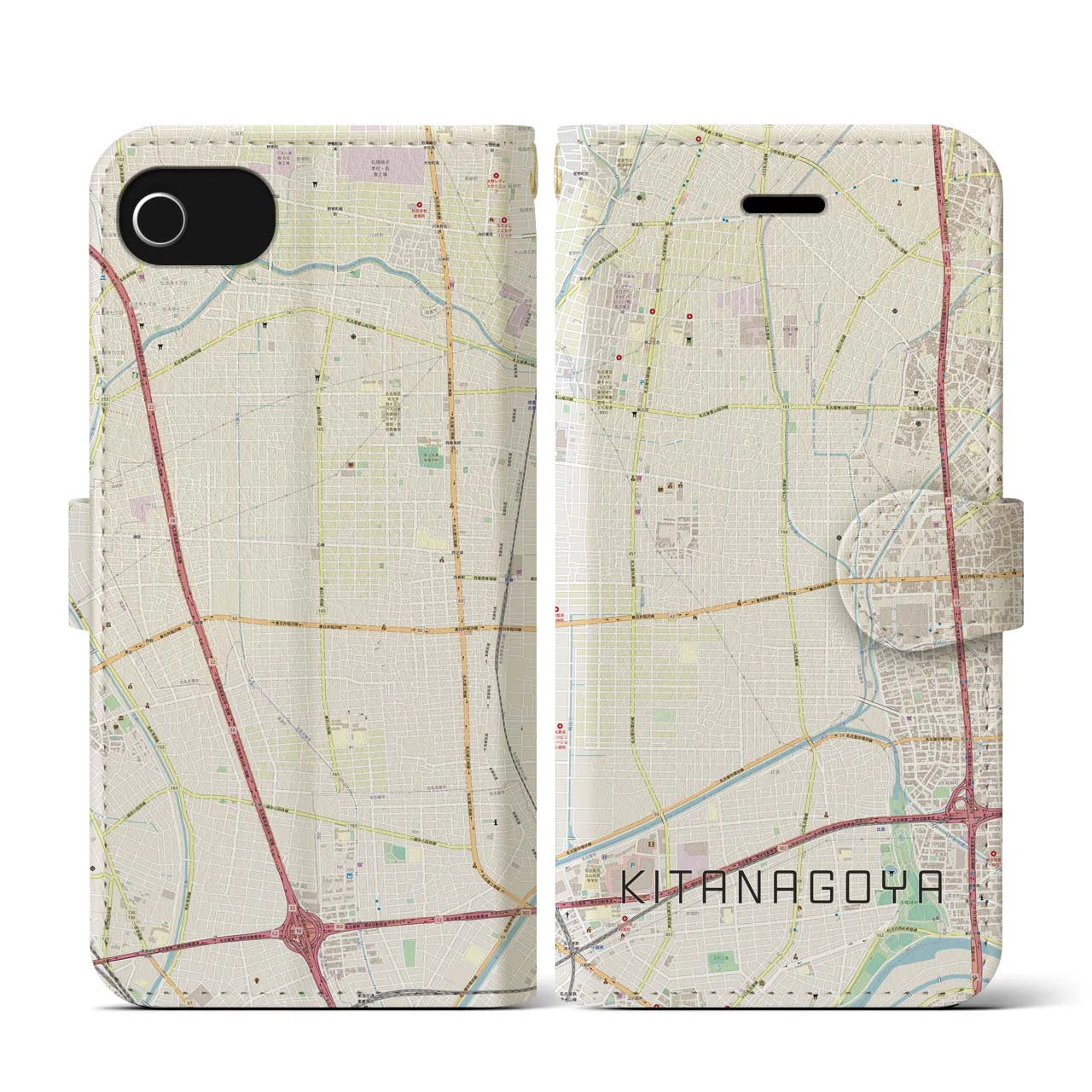 【北名古屋(愛知県)】地図柄iPhoneケース(手帳タイプ)