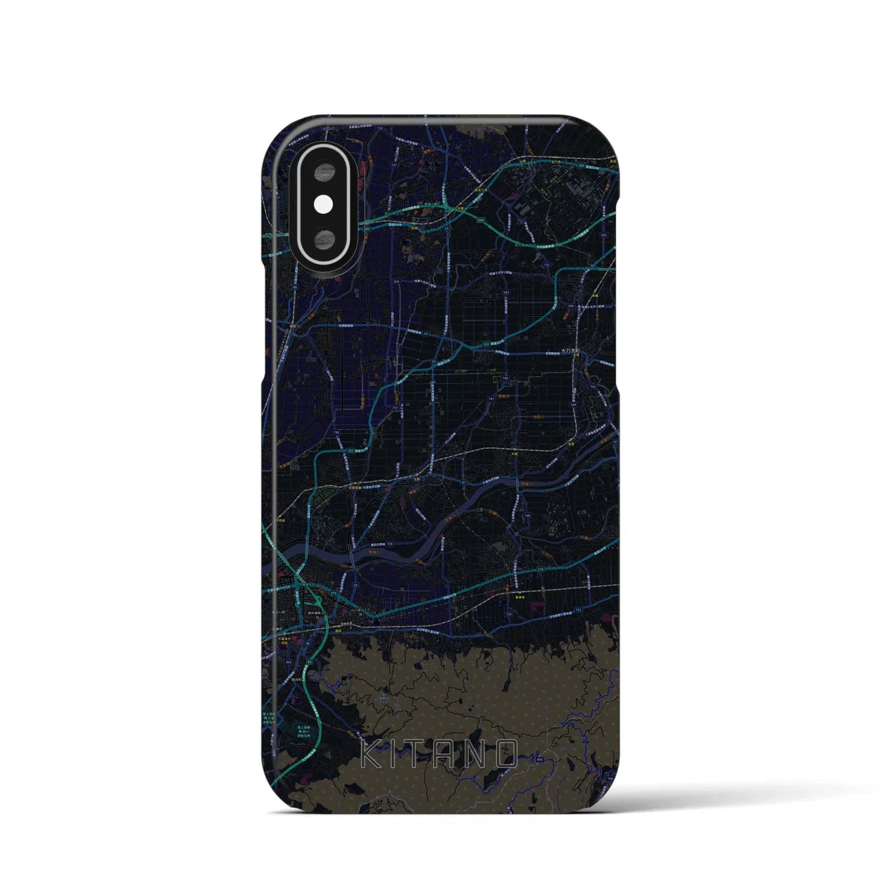 【北野(福岡県)】地図柄iPhoneケース(バックカバータイプ)