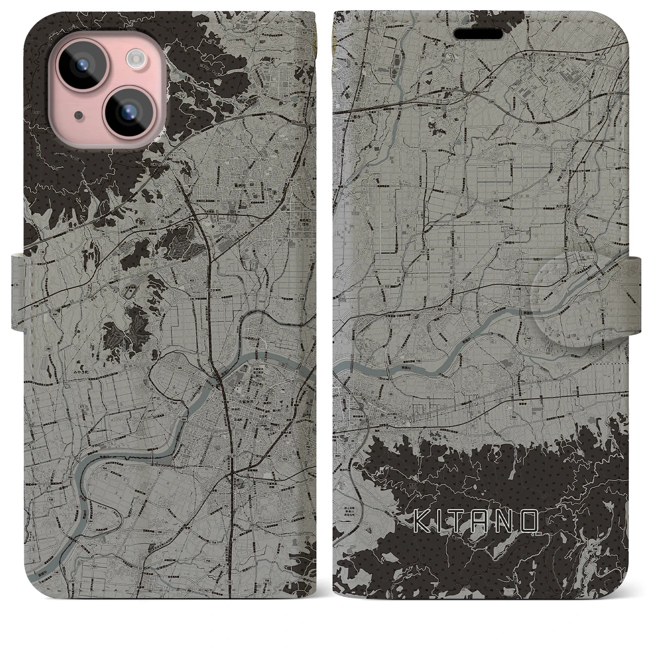 【北野(福岡県)】地図柄iPhoneケース(手帳タイプ)