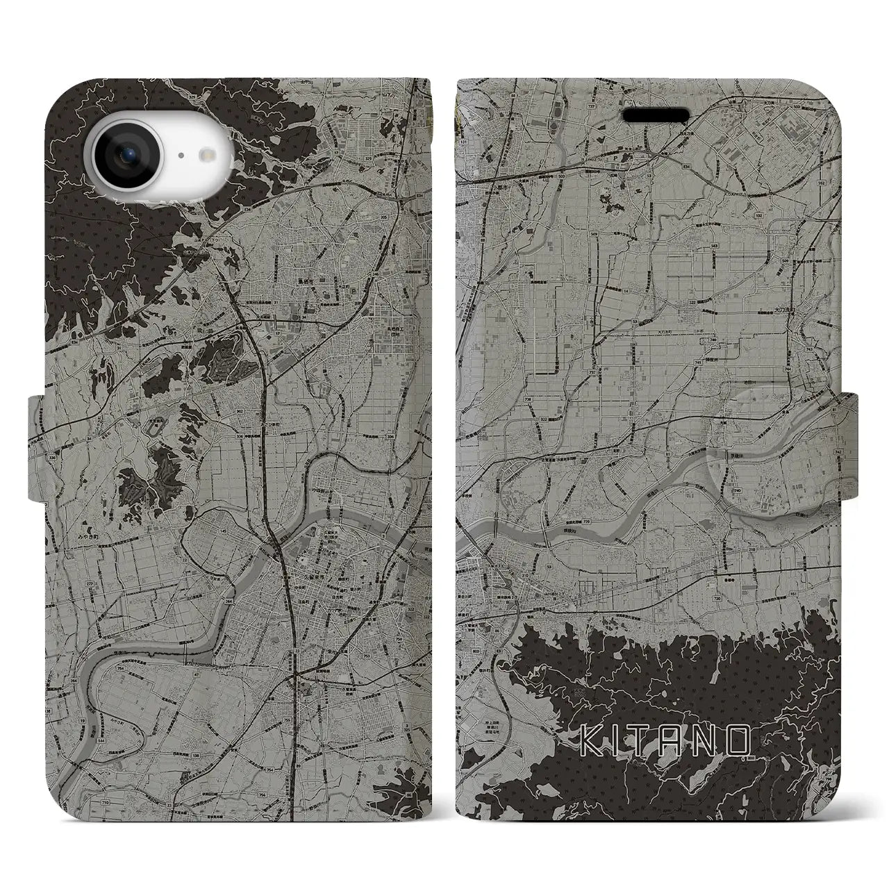 【北野(福岡県)】地図柄iPhoneケース(手帳タイプ)