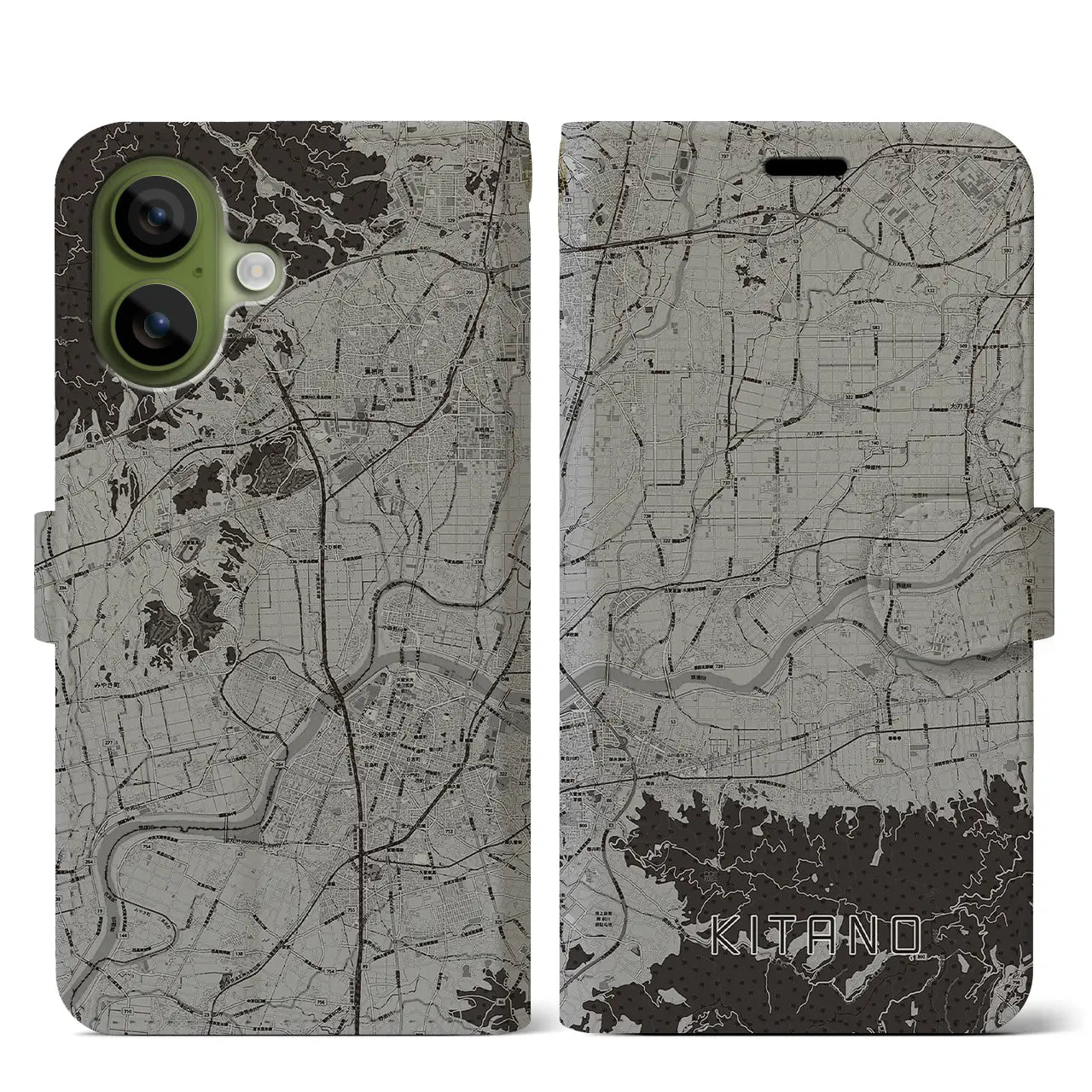 【北野(福岡県)】地図柄iPhoneケース(手帳タイプ)