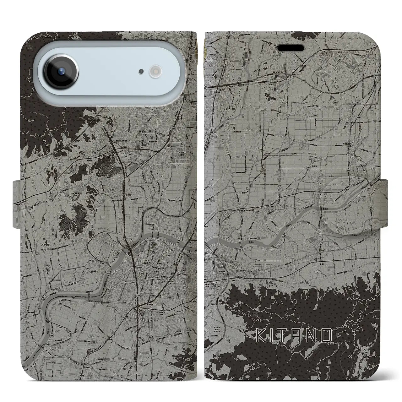 【北野(福岡県)】地図柄iPhoneケース(手帳タイプ)