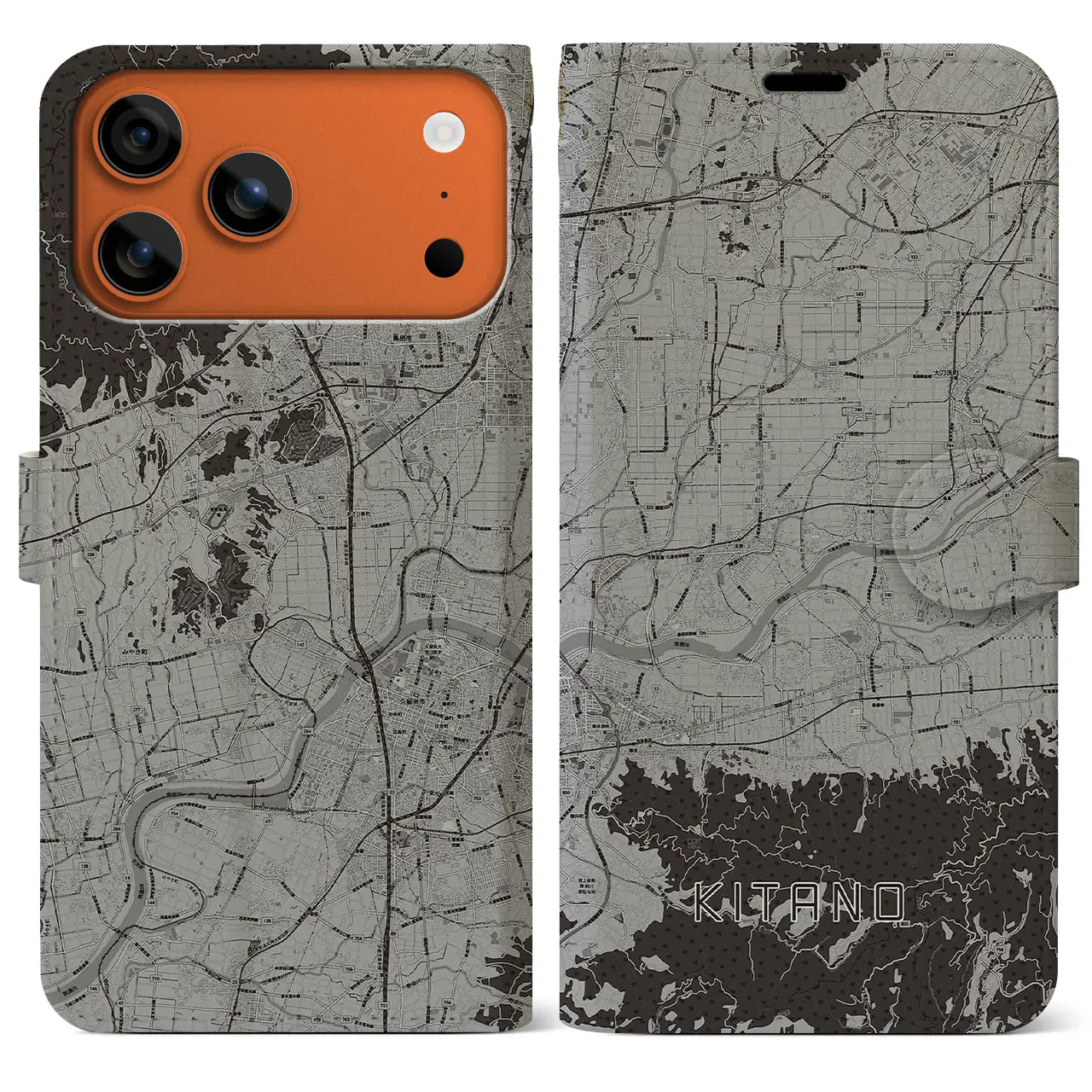 【北野(福岡県)】地図柄iPhoneケース(手帳タイプ)