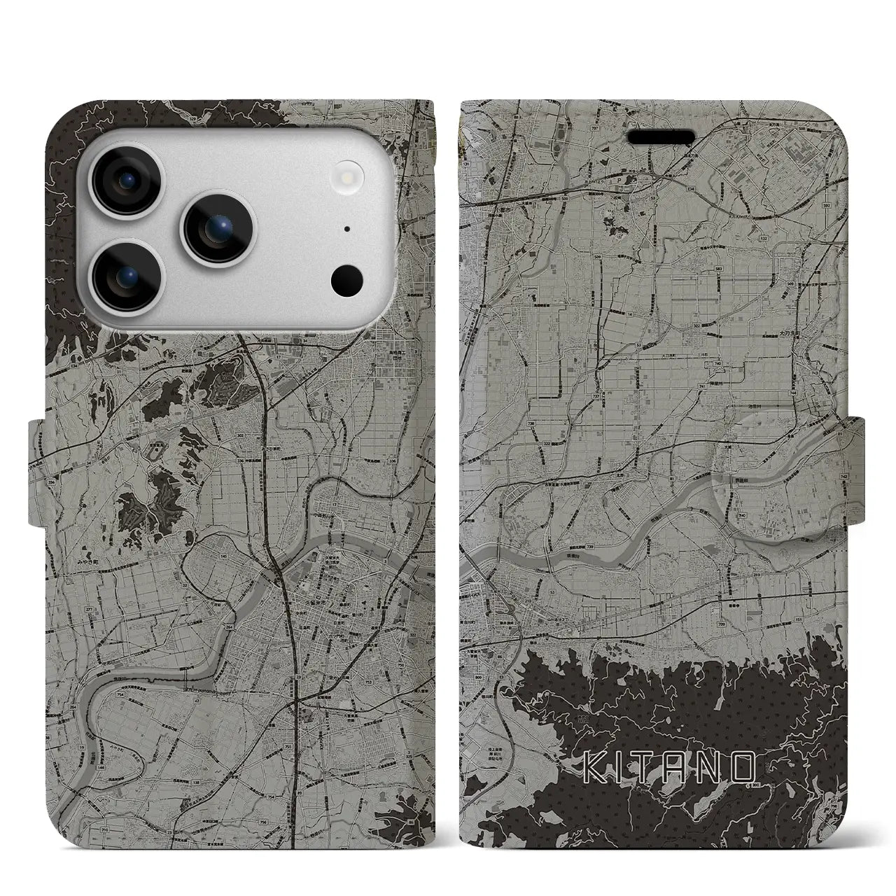 【北野(福岡県)】地図柄iPhoneケース(手帳タイプ)