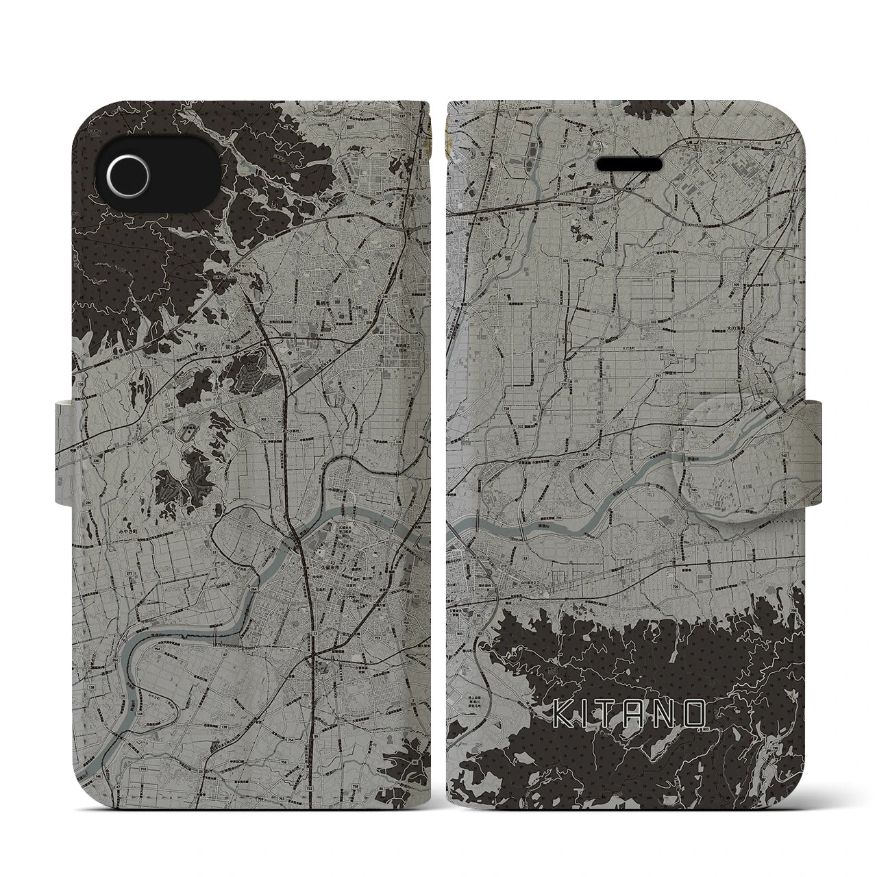 【北野(福岡県)】地図柄iPhoneケース(手帳タイプ)