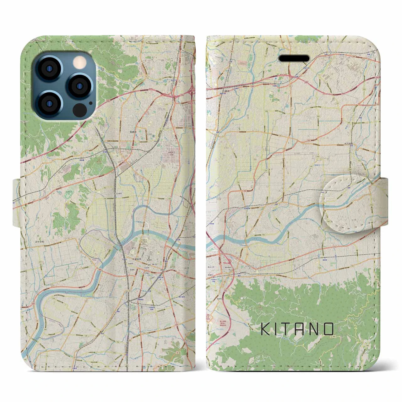 【北野(福岡県)】地図柄iPhoneケース(手帳タイプ)