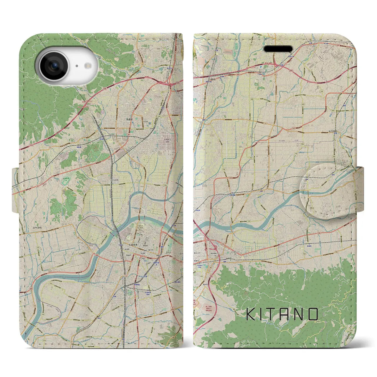 【北野(福岡県)】地図柄iPhoneケース(手帳タイプ)
