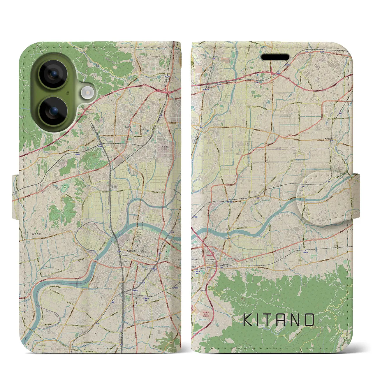 【北野(福岡県)】地図柄iPhoneケース(手帳タイプ)