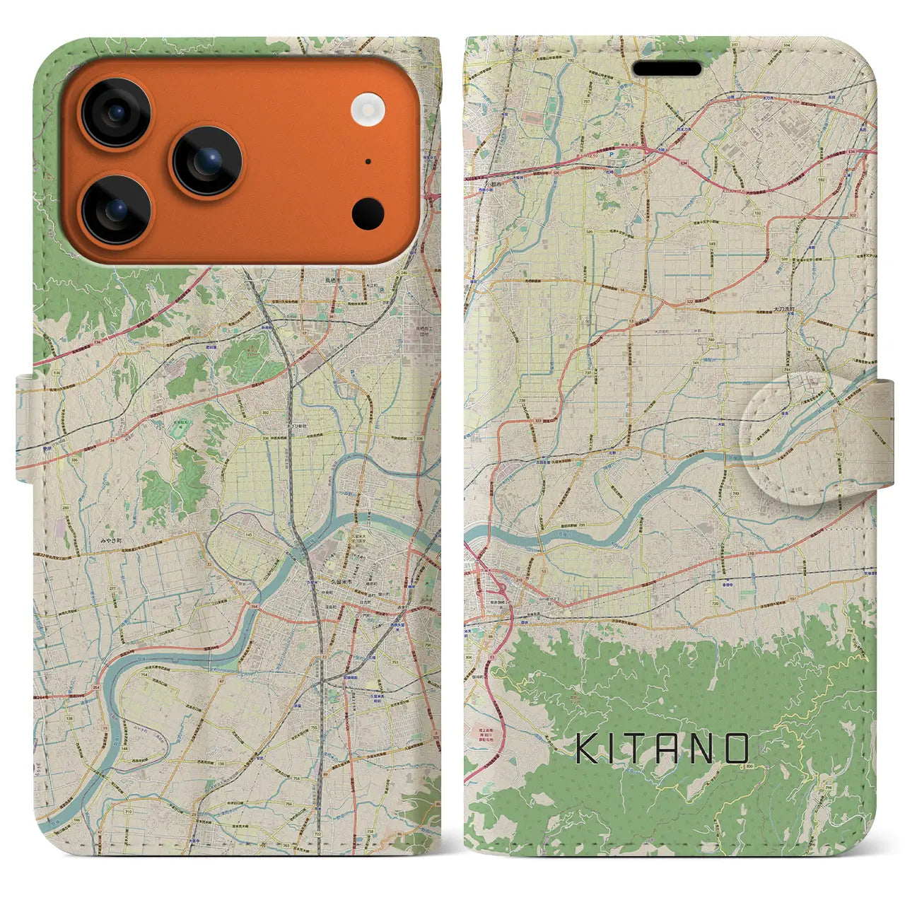 【北野(福岡県)】地図柄iPhoneケース(手帳タイプ)