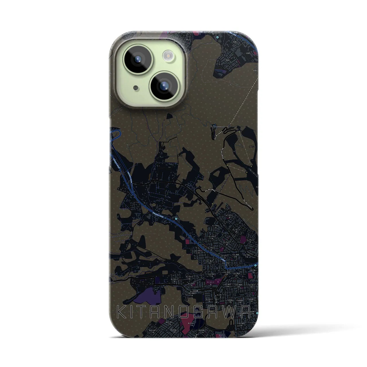 【北の沢(北海道)】地図柄iPhoneケース(バックカバータイプ)