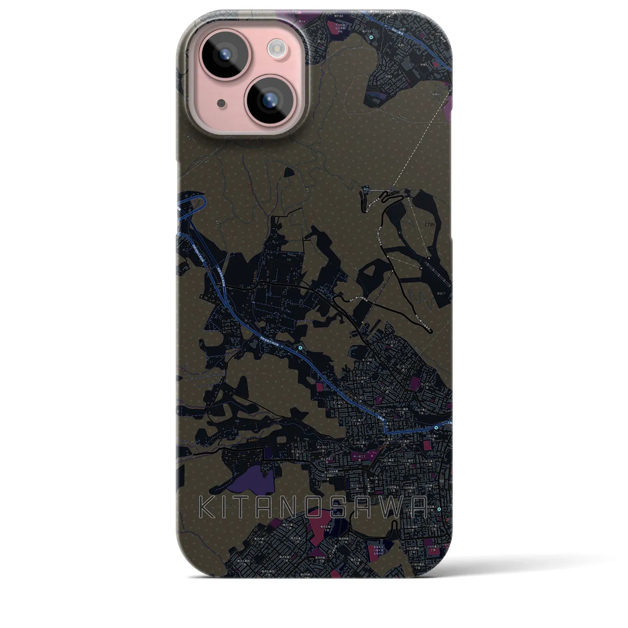 【北の沢(北海道)】地図柄iPhoneケース(バックカバータイプ)