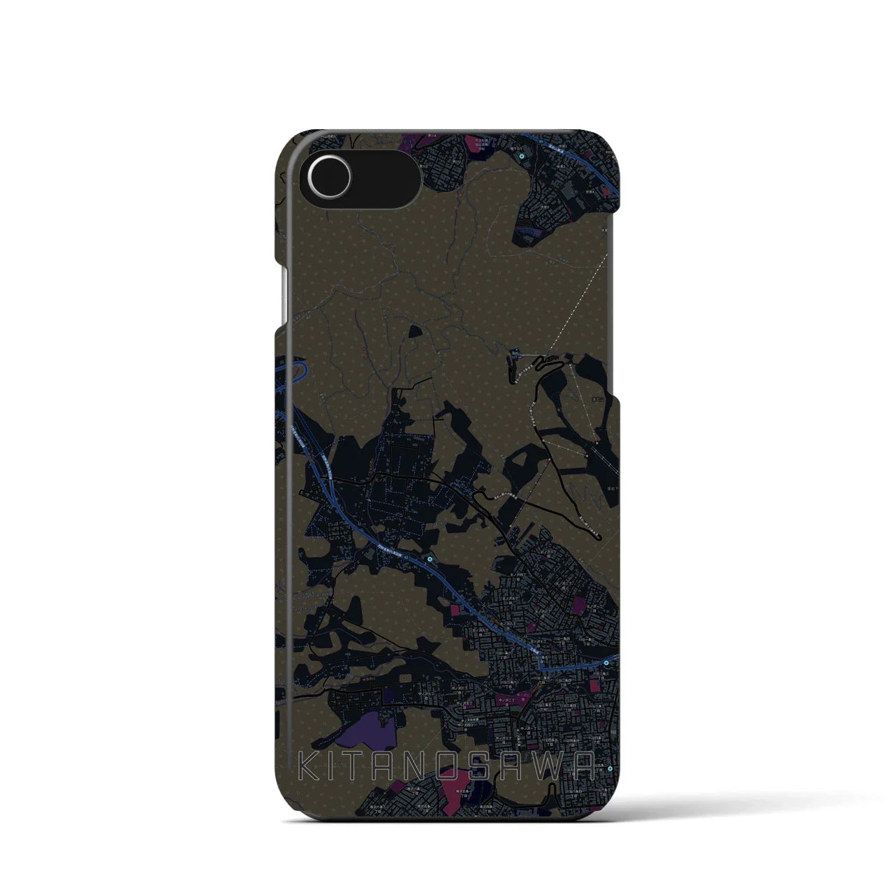 【北の沢(北海道)】地図柄iPhoneケース(バックカバータイプ)