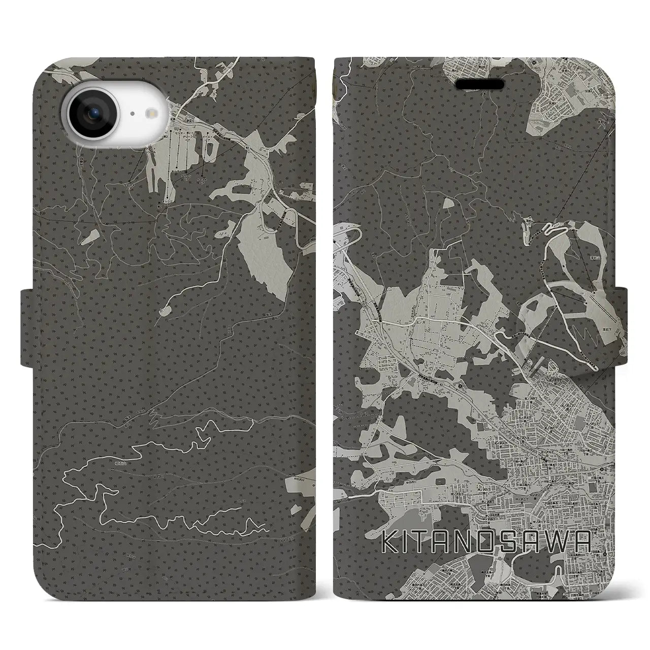 【北の沢(北海道)】地図柄iPhoneケース(手帳タイプ)