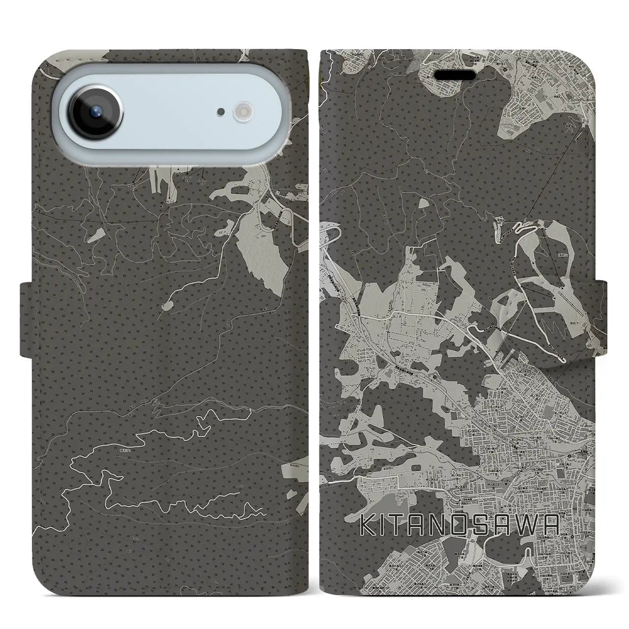 【北の沢(北海道)】地図柄iPhoneケース(手帳タイプ)