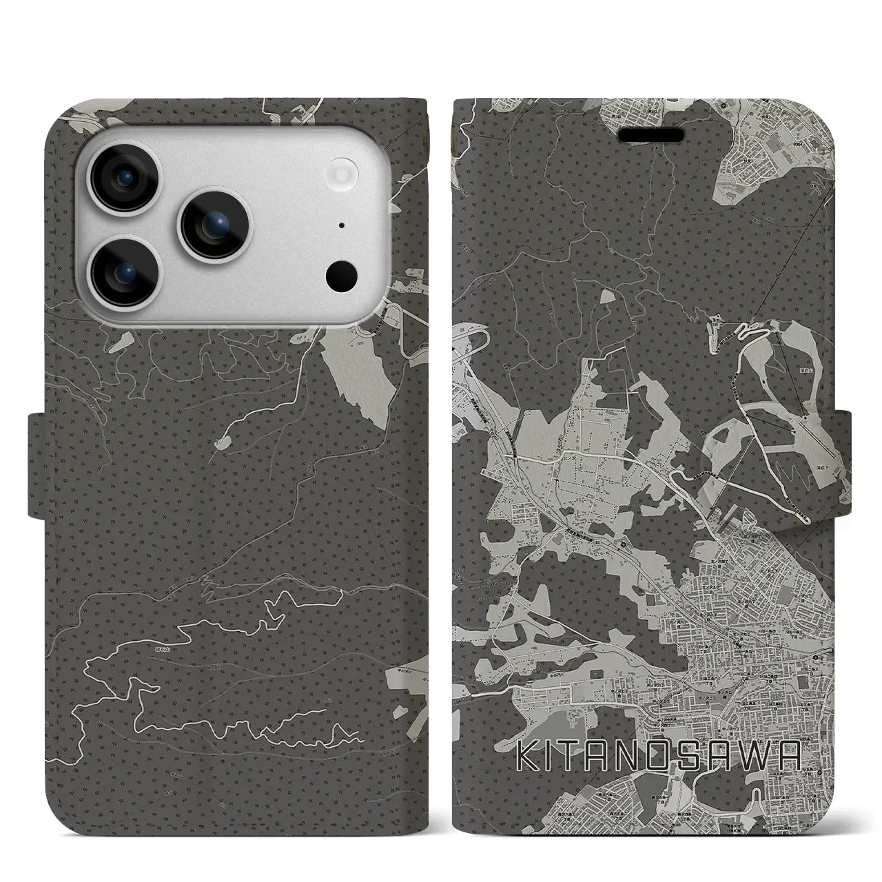 【北の沢(北海道)】地図柄iPhoneケース(手帳タイプ)