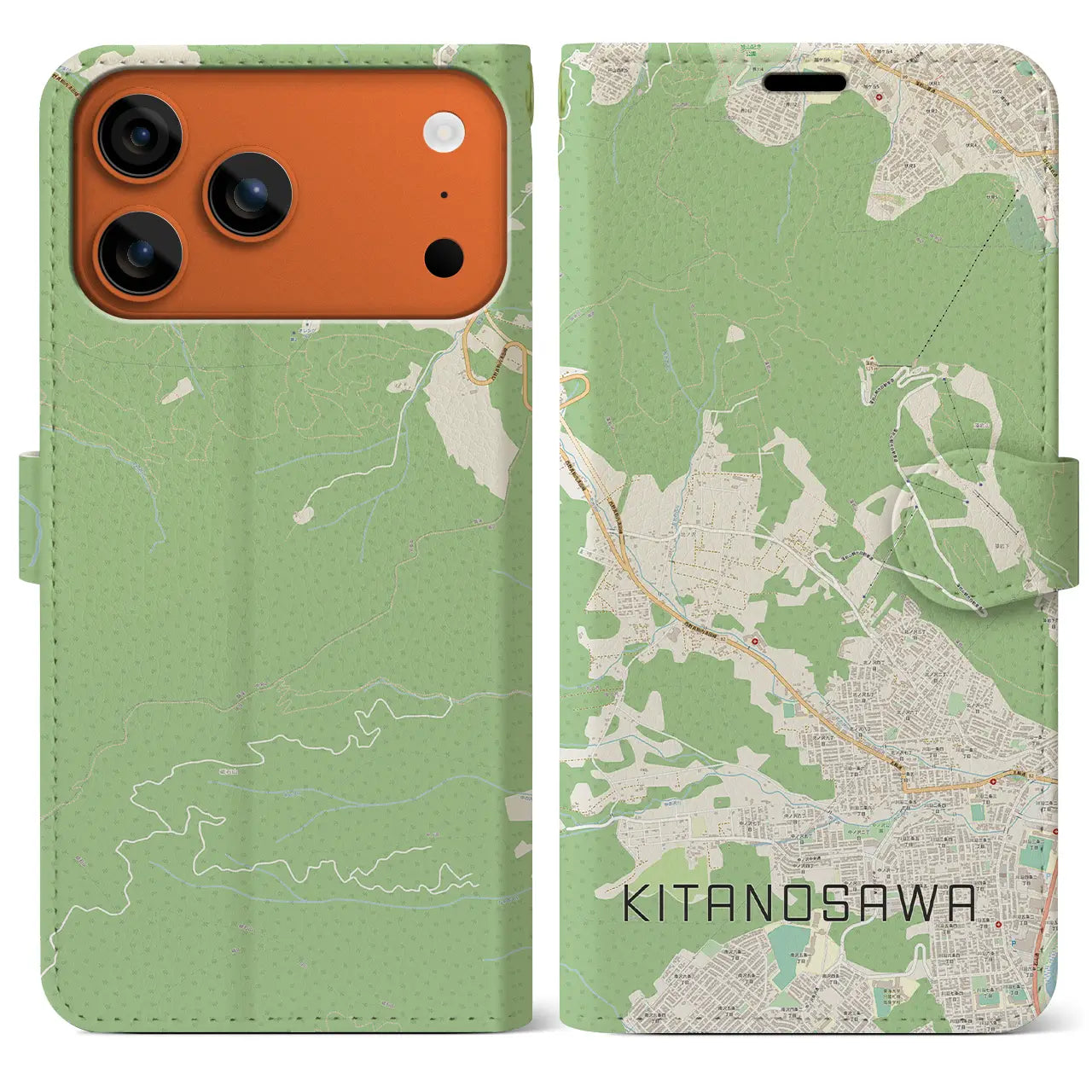 【北の沢(北海道)】地図柄iPhoneケース(手帳タイプ)