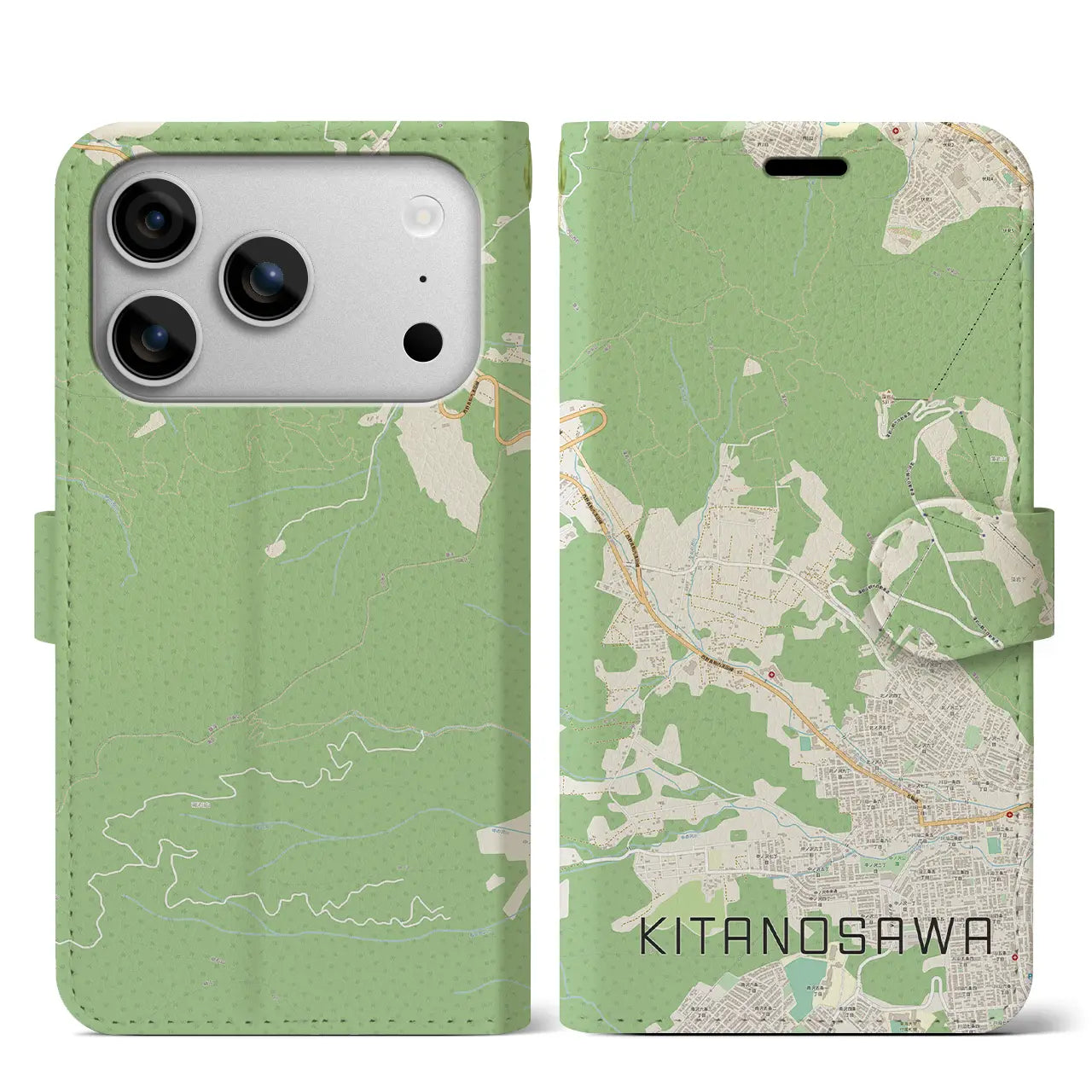 【北の沢(北海道)】地図柄iPhoneケース(手帳タイプ)