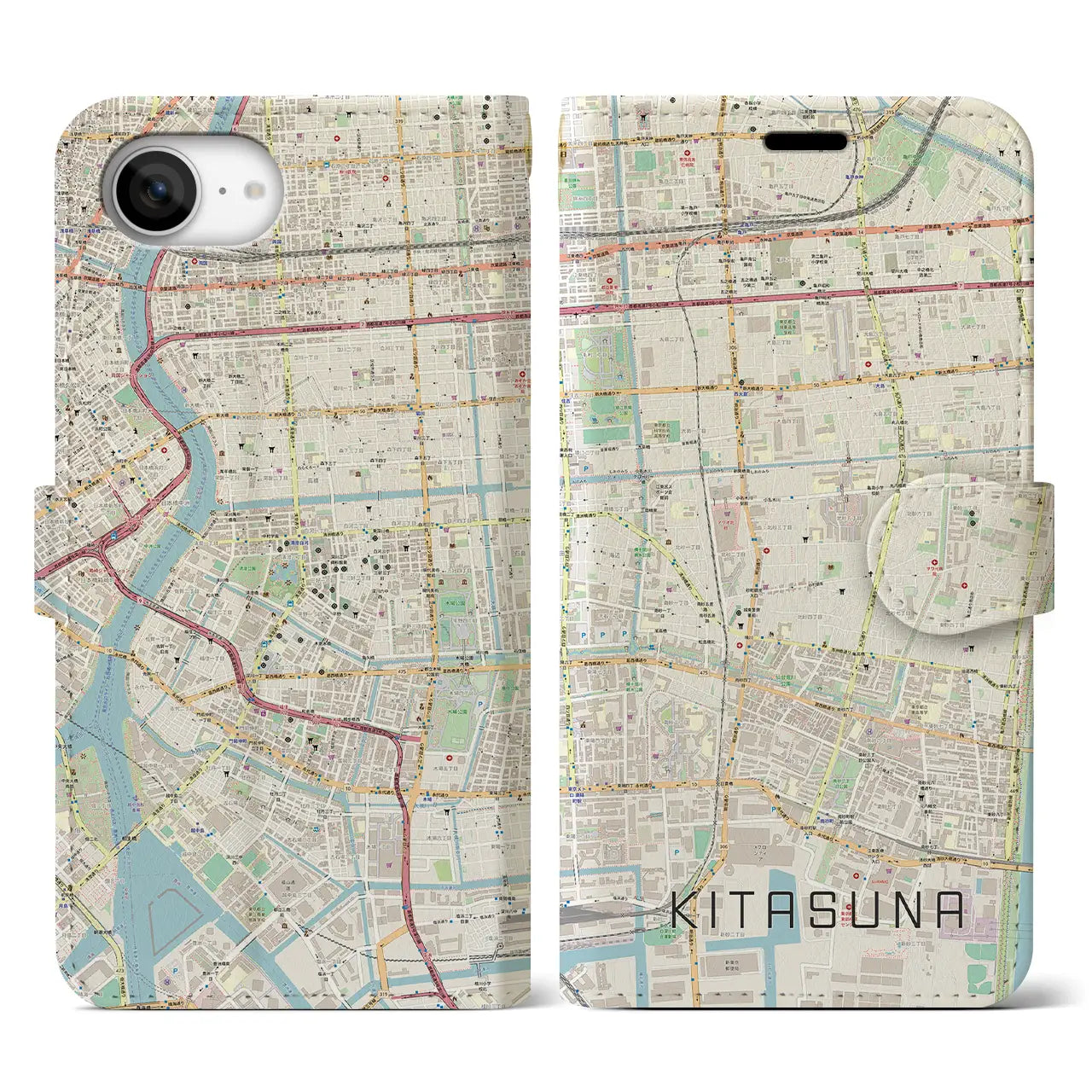 【北砂(東京都)】地図柄iPhoneケース(手帳タイプ)