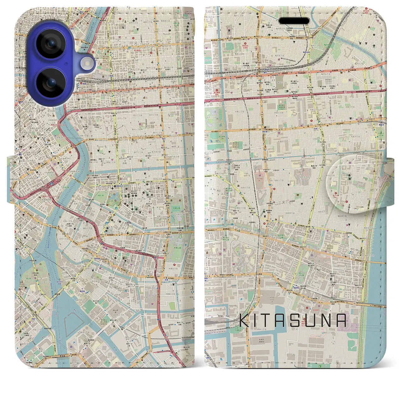 【北砂(東京都)】地図柄iPhoneケース(手帳タイプ)ナチュラル・iPhone 16 Pro Max 用