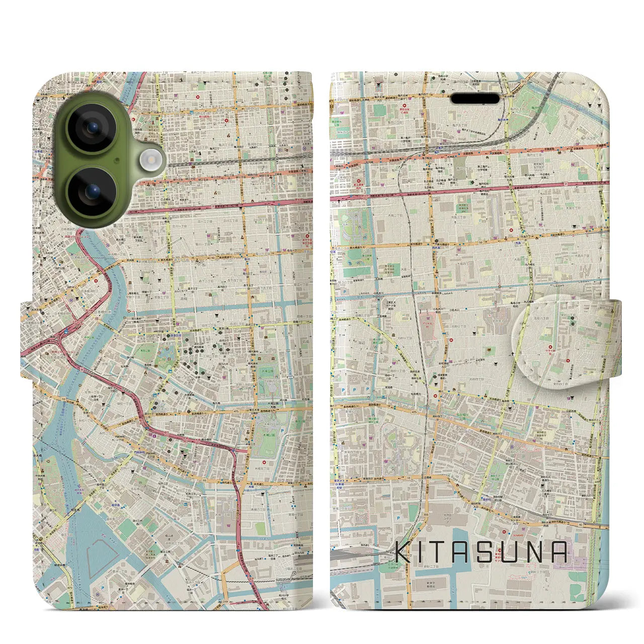 【北砂(東京都)】地図柄iPhoneケース(手帳タイプ)