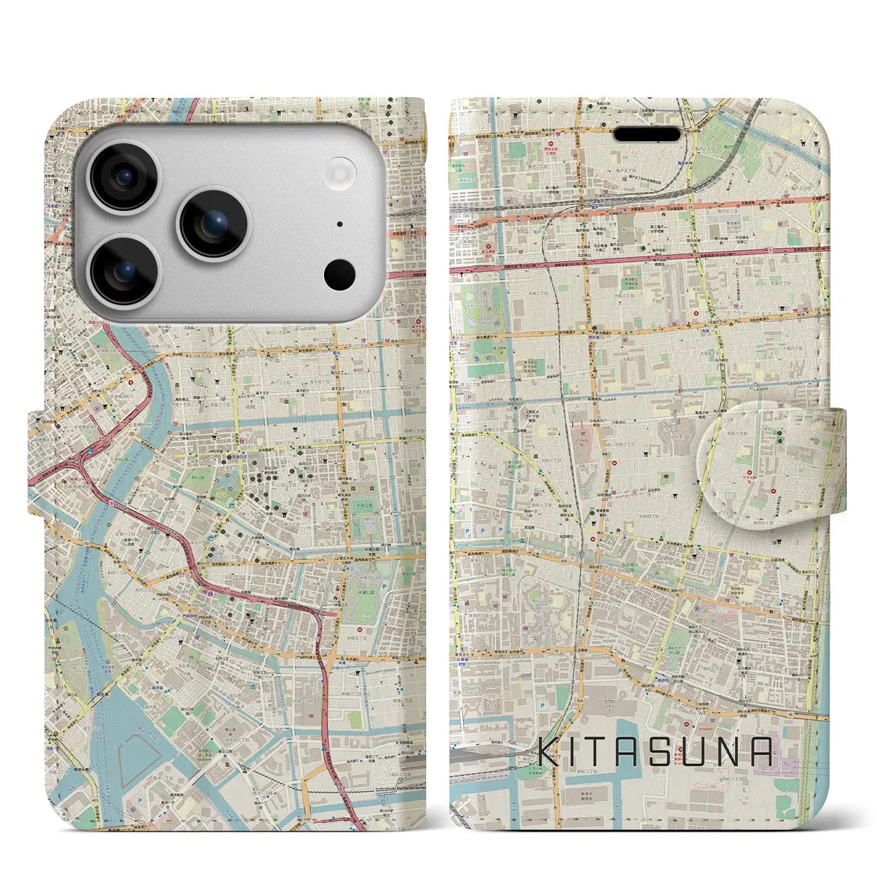 【北砂(東京都)】地図柄iPhoneケース(手帳タイプ)