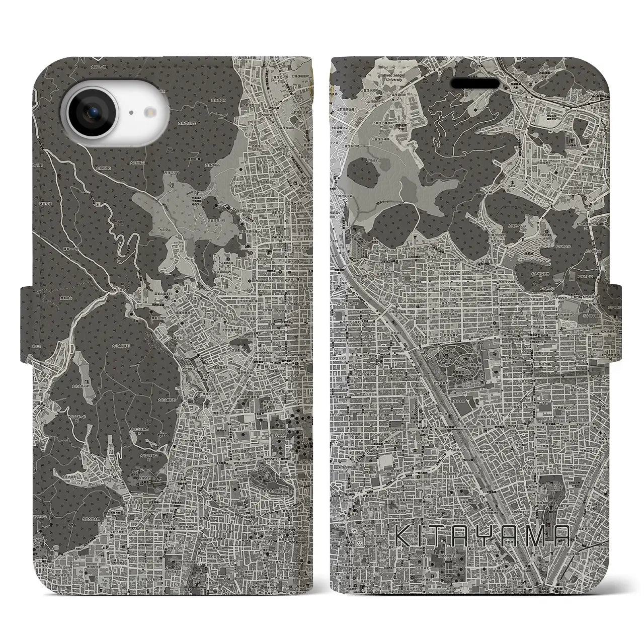 【北山(京都府)】地図柄iPhoneケース(手帳タイプ)
